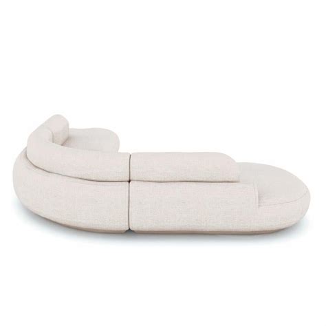 Organic Modern Off White Boucle Upholstery Wood Base Naked Modular Sofa Combo For Sale At StDibs
