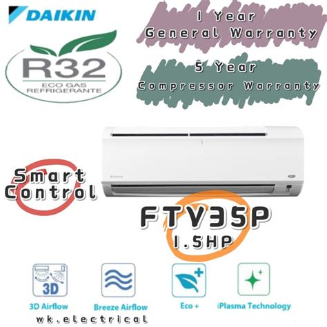 DAIKIN R32 1 5HP Standard Non Inverter Air Conditioner FTV P Model