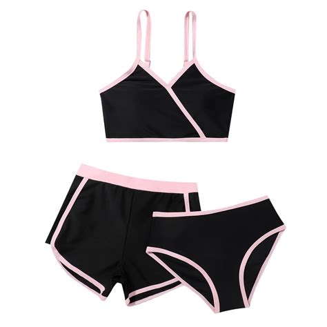 Asfgimuj Baby Girl Swimsuit Bikini With Shorts Piece Bikini Sets Sport Suits Girls Bathing