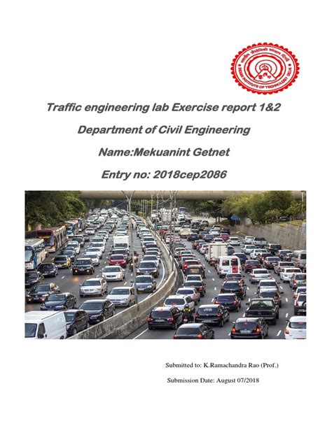 Traffic Engineering Lab Exercise Report 1and2 Department Of Civil