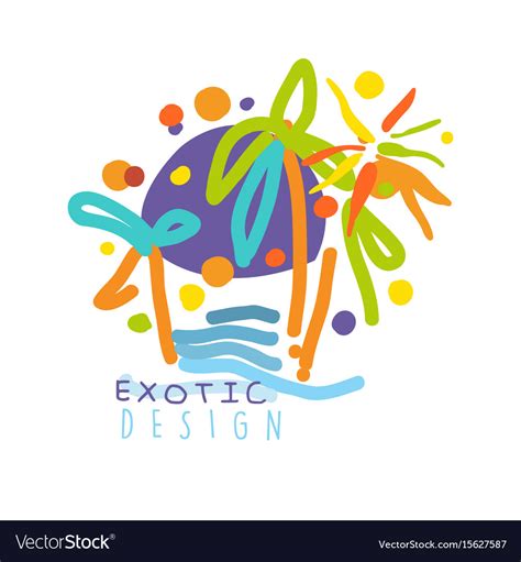 Exotic Logo Design Beach Holidays Colorful Hand Vector Image