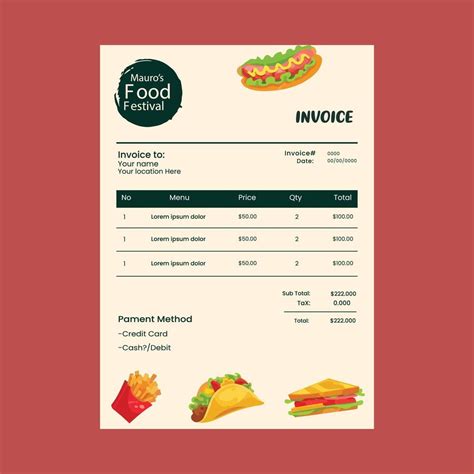 food invoice design 43021530 Vector Art at Vecteezy