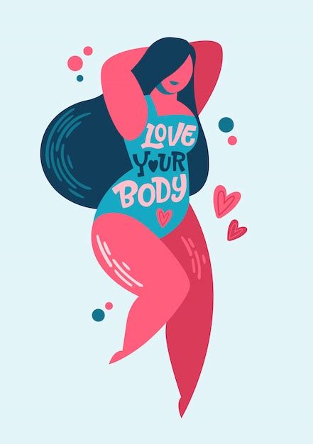 Premium Vector Body Positive Lettering Design Hand Drawn Inspiration Phrase Love Your Body