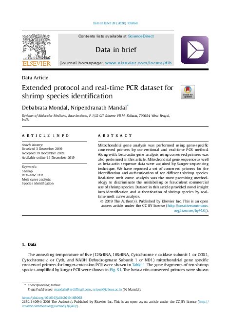 (PDF) Extended protocol and real-time PCR dataset for shrimp species ...