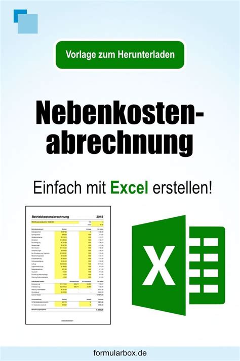 Nebenkostenabrechnung Betriebskostenabrechnung Excel Vorlage Excel