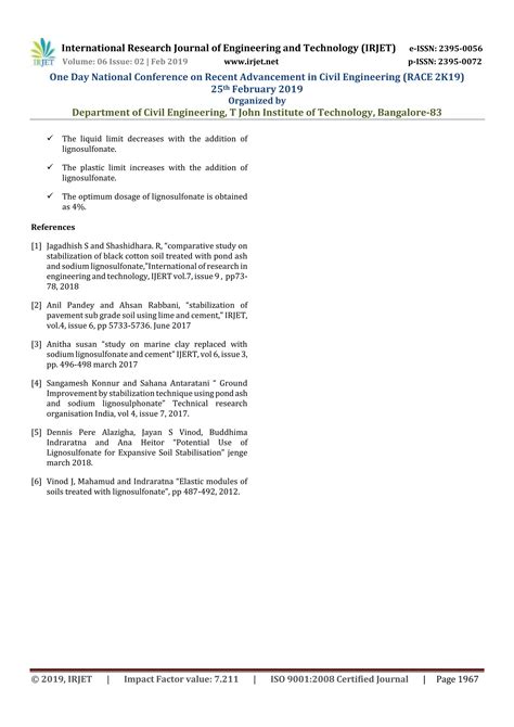 IRJET- Stabilisation of Clayey Soil by using Lignosulfonate | PDF