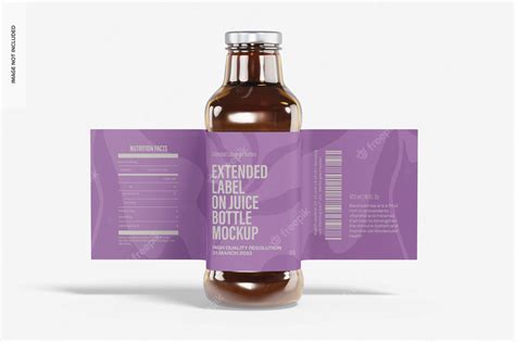 Premium PSD | Extended Label on Juice Bottle Mockup, Front View