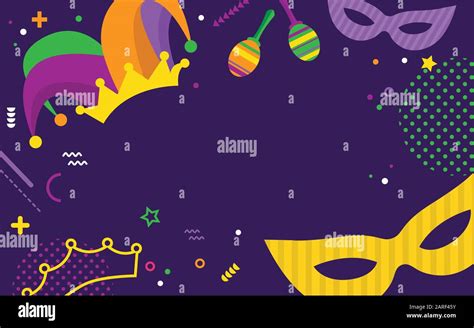 Mardi Gras Party Greeting Or Invitation Card Carnival Background For