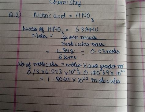 Calculate The Number Of Moles And Number Of Molecules Present In G