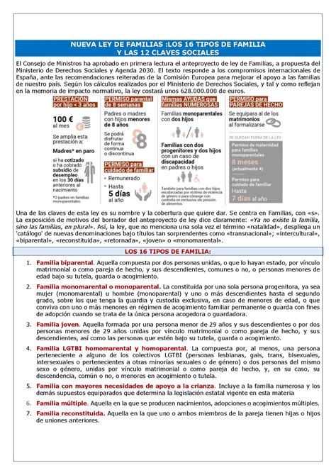 Nueva Ley De Familias Los Tipos De Familia Y Las Claves Sociales