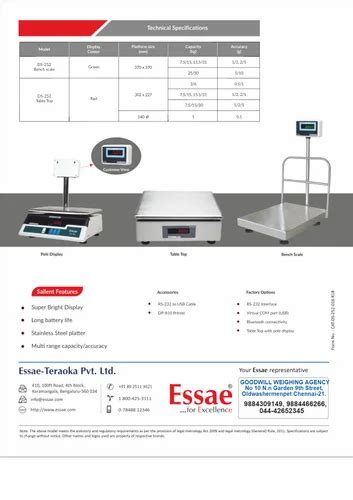 Essae Digital Tabletop Electronic Weighing Machine For Business Use