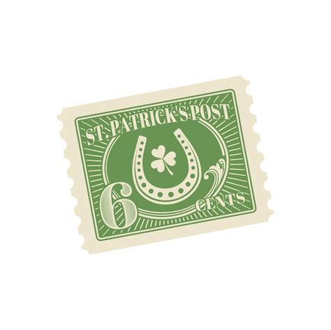 Saint Patrick Day Antike Postkarten Briefmarke Premium Vektor