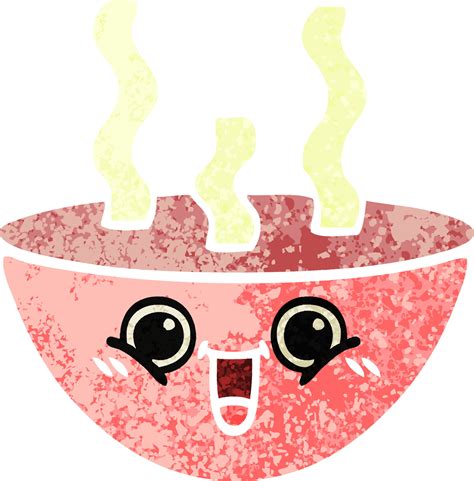Retro Illustration Style Cartoon Bowl Of Hot Soup 8677453 Vector Art At Vecteezy