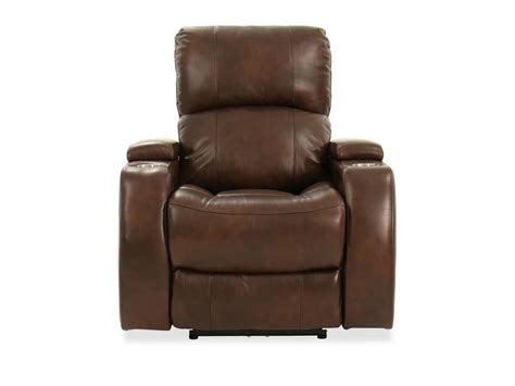 Two Cup Holder Leather 37 Power Recliner In Brown Mathis Brothers Furniture