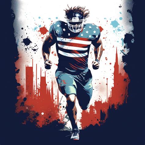 Premium Photo | A football player running with the American flag in the ...