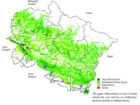 Forest Canopy Density Class Map Of Uttarakhand Source Ministry Of