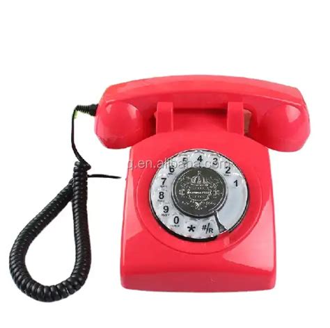 Red Rotary Dial Telephone 1980 S Classic Old Style Retro Landline Desk