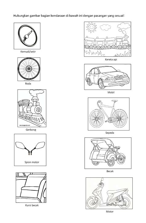 Lembar Kerja Paud Tema Kendaraan