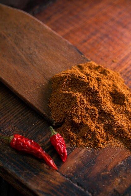 Aproxima O De Pimenta Vermelha De Tempero Picante Em Uma Esp Tula De