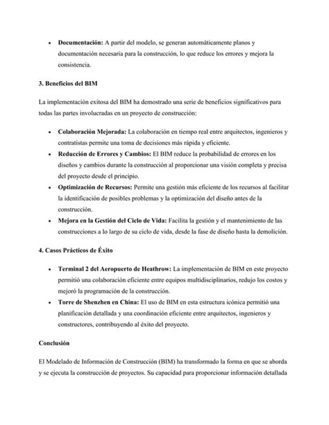 Modelado De Informacion De Construccion BIM Docx Descarga Gratuita