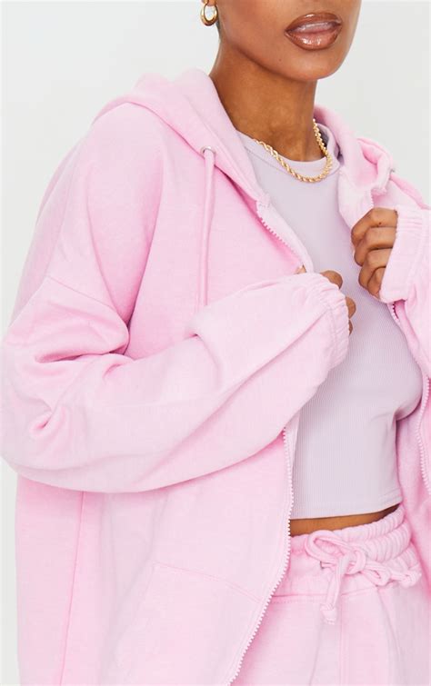 Light Pink Extreme Oversized Zip Through Hoodie Prettylittlething Usa