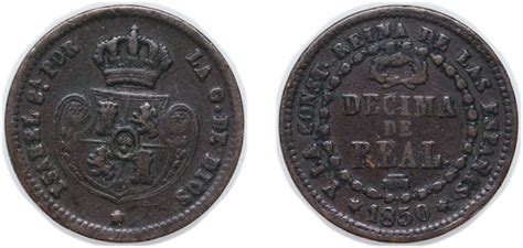 Biddr CoinsNB E Auction 14 Lot 901 Spain Kingdom 1850 1 Decima De