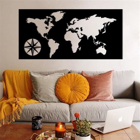 Carte Du Monde Metal World Map Metal Wall Decor Metal Art Metal Sign