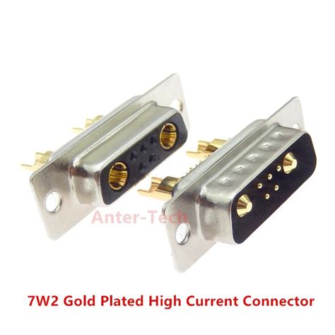 1pcs 7w2 30a Gold Plated Male Female High Current Connector D Sub