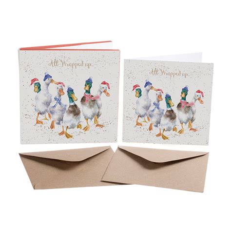 Wrendale Designs Boxed Cards All Wrapped Up Ducks Pack Of 8