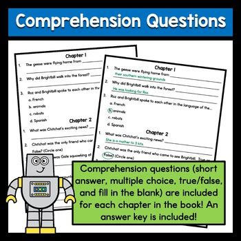 The Wild Robot Protects Novel Study - Comprehension Questions & Activities