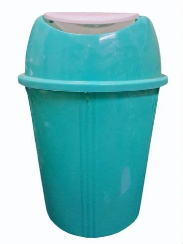 Standing Cylindrical Sky Blue Plastic Dustbin For Used To Keep Garbage