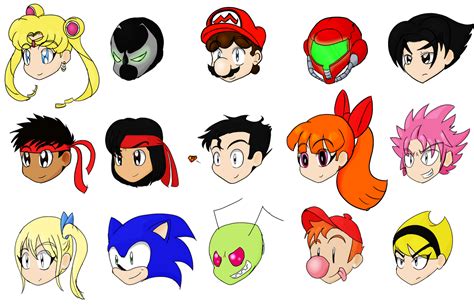 Chibi Heads Main Favorite Characters By Lunarspawnserenata On Deviantart