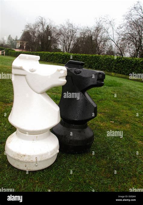 Giant outdoor chess set pieces Stock Photo - Alamy