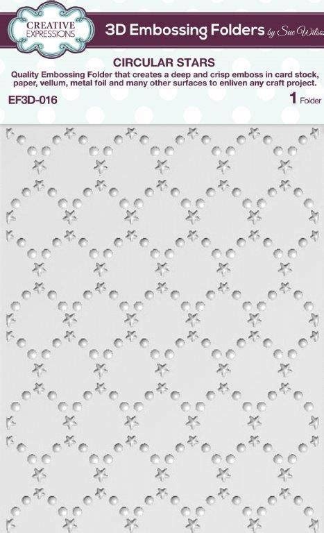 Sue Wilson 3D Embossing Folder Circular Stars EF3D 016 Craftlines B V