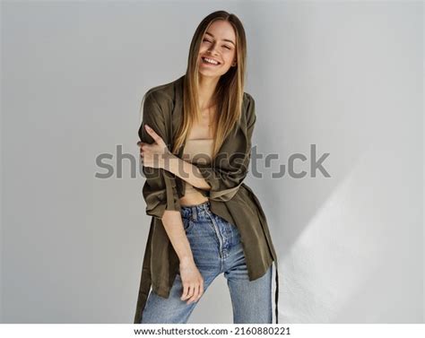 Portrait Beautiful Cheerful Blonde Female Model Stock Photo 2160880221 Shutterstock