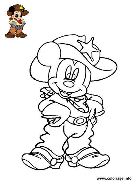 Coloriage Mickey Mouse Le Cowboy Cherif De La Ville Dessin Mickey à