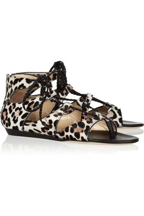 Jimmy Choo Leopard Print Calf Hair Sandals Off Now At The Outnet