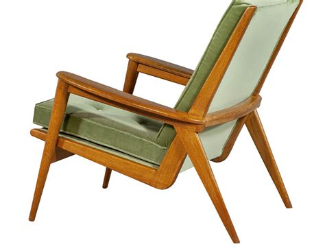 Pair Of European Oak Vintage Mid Century Modern Lounge Chairs