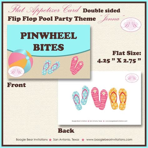 Flip Flop Pool Birthday Favor Party Card Tent Place Food Girl Beach