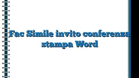 Fac Simile Invito Conferenza Stampa Word