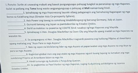 Panuto Suriin At Unawaing Mabuti Ang Bawat Pangungusapo Pahayag