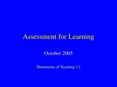 Ppt Assessment For Learning Powerpoint Presentation Free Download