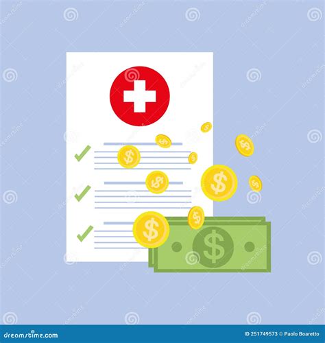 Medical Expensive Healthcare Document With Money Vector Illustration