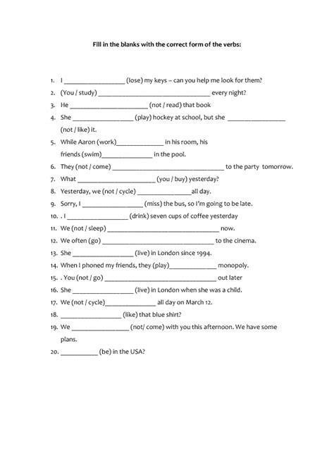 Present Past Future Mixed Tenses Exercises