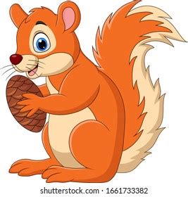 Cartoon Squirrel Holding Nut Stock Vector Royalty Free 1661733382