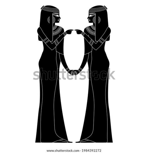 Symmetrical Design Two Standing Ancient Egyptian Stock Vector Royalty Free 1984392272