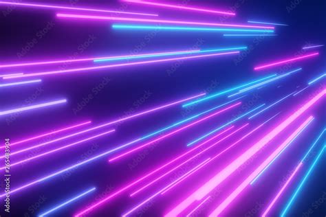 Neon Pink Blue Light Streaks 3d Illustration Abstract Motion