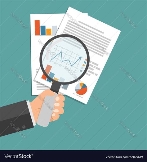 Hand With Magnifying Glass Data Analysis Vector Image