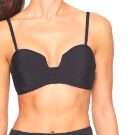 Athleta Swim Athleta Aqualuxe Nwt Square Plunge Black Bikini Top