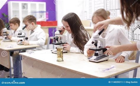 Biolog A De La Escuela Primaria Clase De Qu Mica Ni Os Que Miran A